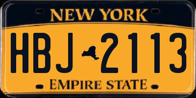 NY license plate HBJ2113