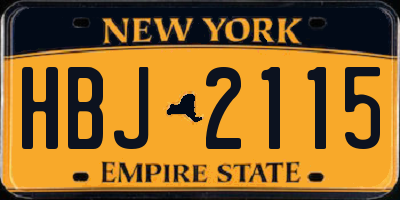 NY license plate HBJ2115