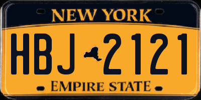 NY license plate HBJ2121