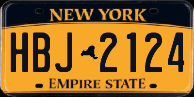 NY license plate HBJ2124