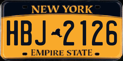 NY license plate HBJ2126