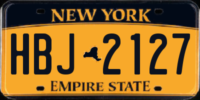 NY license plate HBJ2127