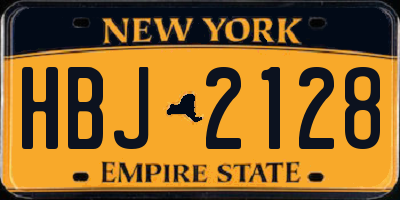 NY license plate HBJ2128