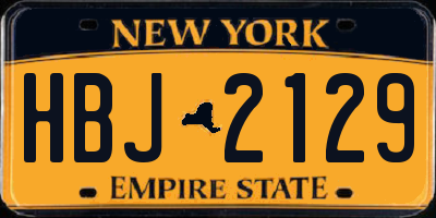 NY license plate HBJ2129