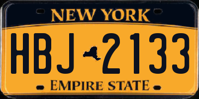 NY license plate HBJ2133