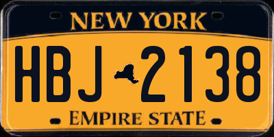 NY license plate HBJ2138