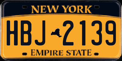 NY license plate HBJ2139