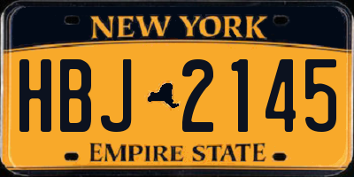 NY license plate HBJ2145