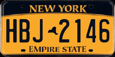 NY license plate HBJ2146