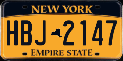 NY license plate HBJ2147