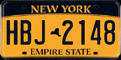 NY license plate HBJ2148