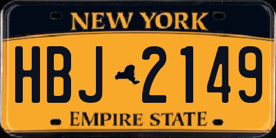 NY license plate HBJ2149