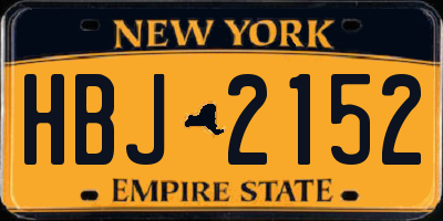 NY license plate HBJ2152