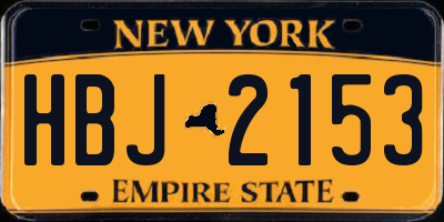 NY license plate HBJ2153