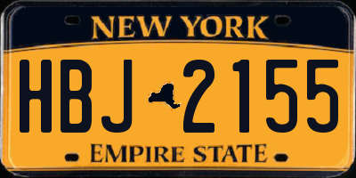 NY license plate HBJ2155