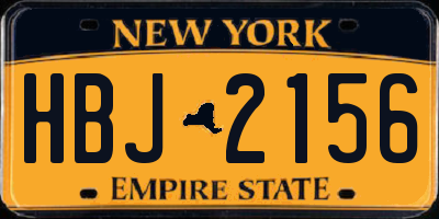 NY license plate HBJ2156