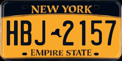 NY license plate HBJ2157
