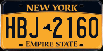 NY license plate HBJ2160