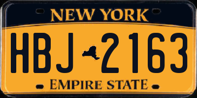 NY license plate HBJ2163