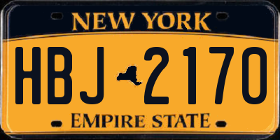 NY license plate HBJ2170
