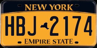 NY license plate HBJ2174