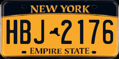 NY license plate HBJ2176