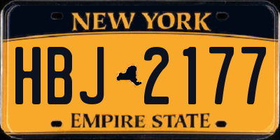 NY license plate HBJ2177