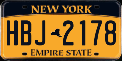 NY license plate HBJ2178