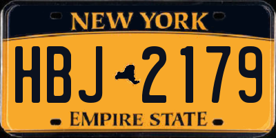 NY license plate HBJ2179