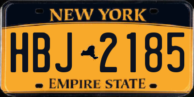 NY license plate HBJ2185