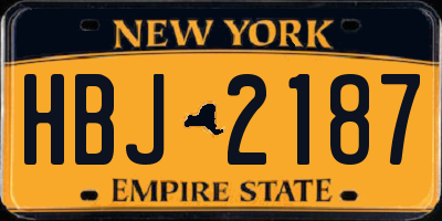 NY license plate HBJ2187