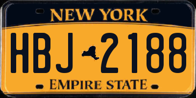 NY license plate HBJ2188