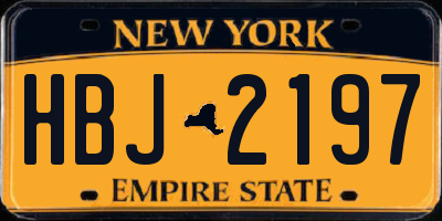 NY license plate HBJ2197