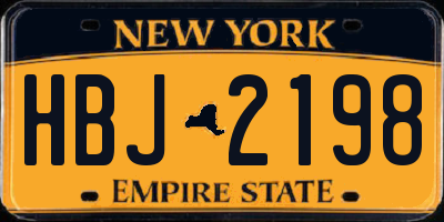 NY license plate HBJ2198