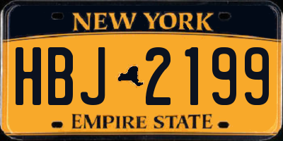 NY license plate HBJ2199
