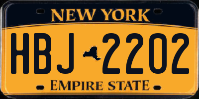 NY license plate HBJ2202