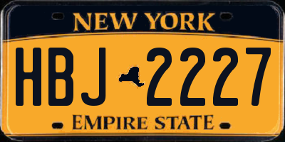 NY license plate HBJ2227