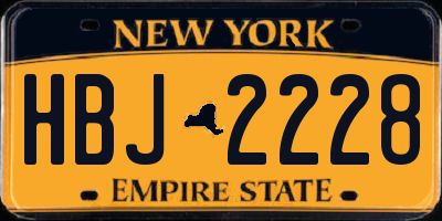 NY license plate HBJ2228