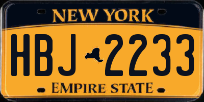 NY license plate HBJ2233