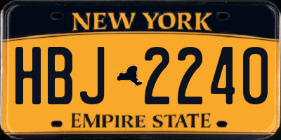 NY license plate HBJ2240