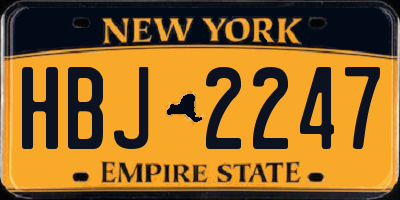 NY license plate HBJ2247