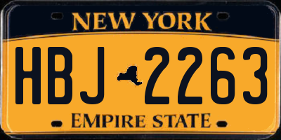 NY license plate HBJ2263