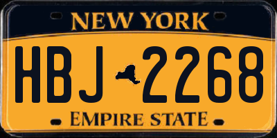 NY license plate HBJ2268