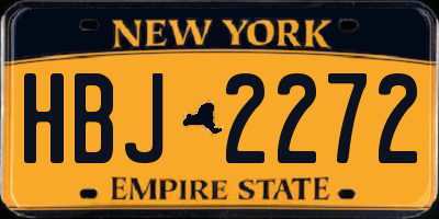 NY license plate HBJ2272