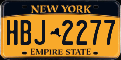 NY license plate HBJ2277