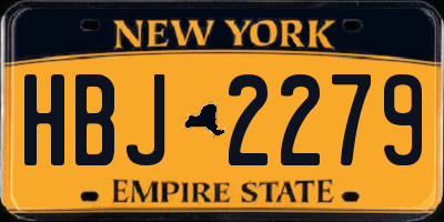NY license plate HBJ2279
