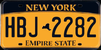NY license plate HBJ2282