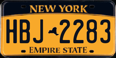 NY license plate HBJ2283
