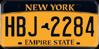 NY license plate HBJ2284