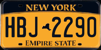NY license plate HBJ2290